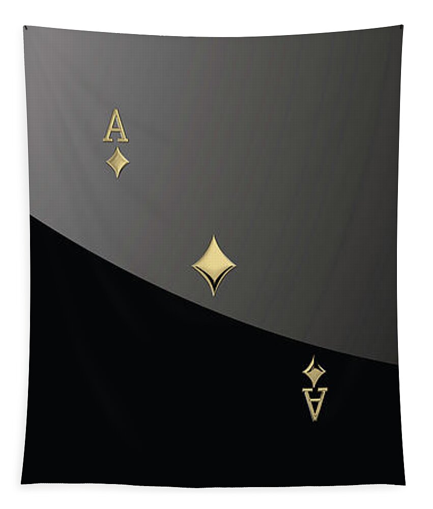 'gamble' Collection By Serge Averbukh Tapestry featuring the digital art Ace of Diamonds in Gold on Black by Serge Averbukh