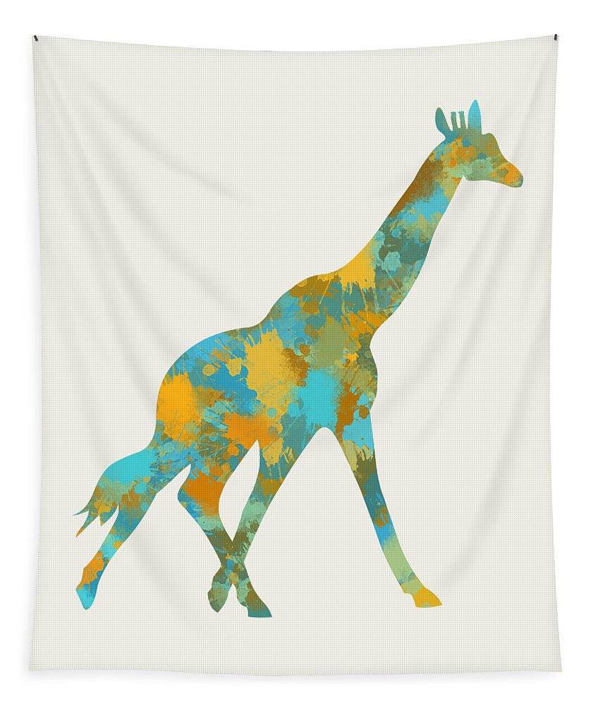 Giraffe Tapestry featuring the mixed media Giraffe Watercolor Art by Christina Rollo