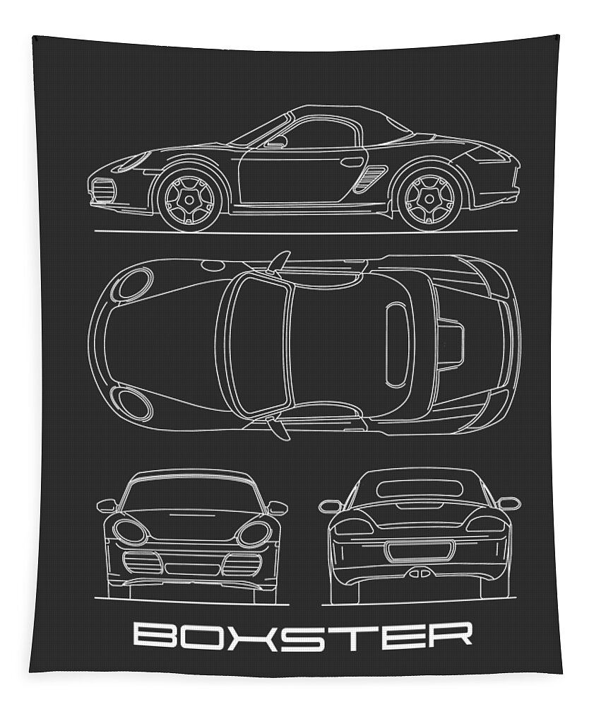 Porsche Tapestry featuring the photograph The Boxster Blueprint by Mark Rogan