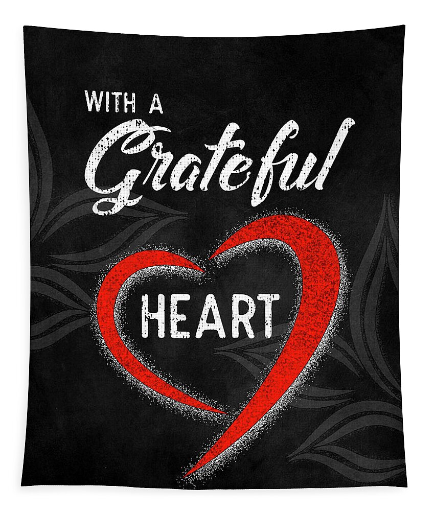 Nurses Day Tapestry featuring the digital art Nurses Day Grateful Heart Chalkboard by Doreen Erhardt