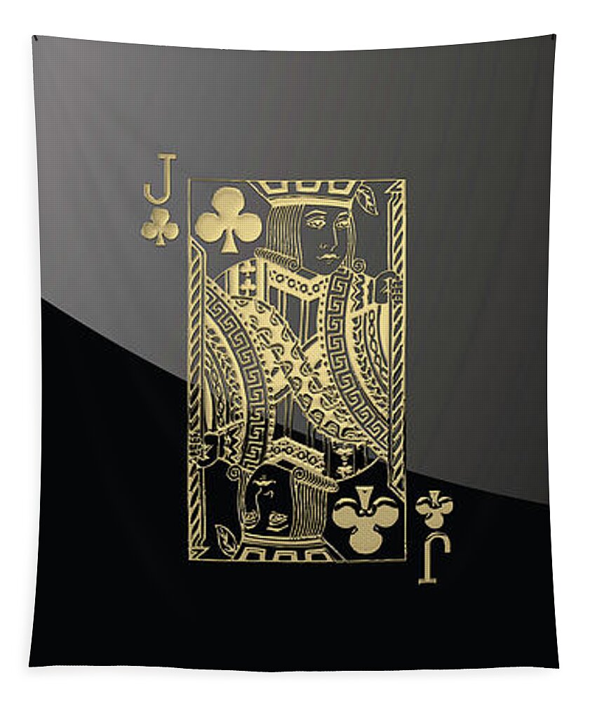 'gamble' Collection By Serge Averbukh Tapestry featuring the digital art Jack of Clubs in Gold over Black by Serge Averbukh