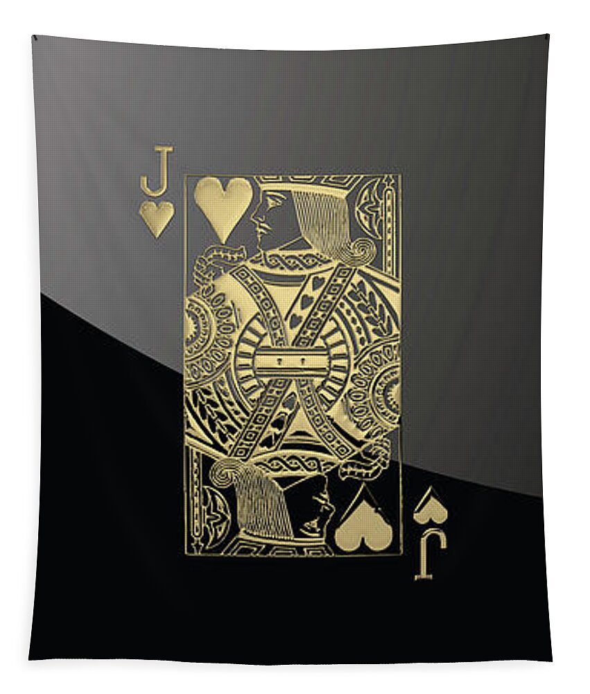 'gamble' Collection By Serge Averbukh Tapestry featuring the digital art Jack of Hearts in Gold over Black by Serge Averbukh