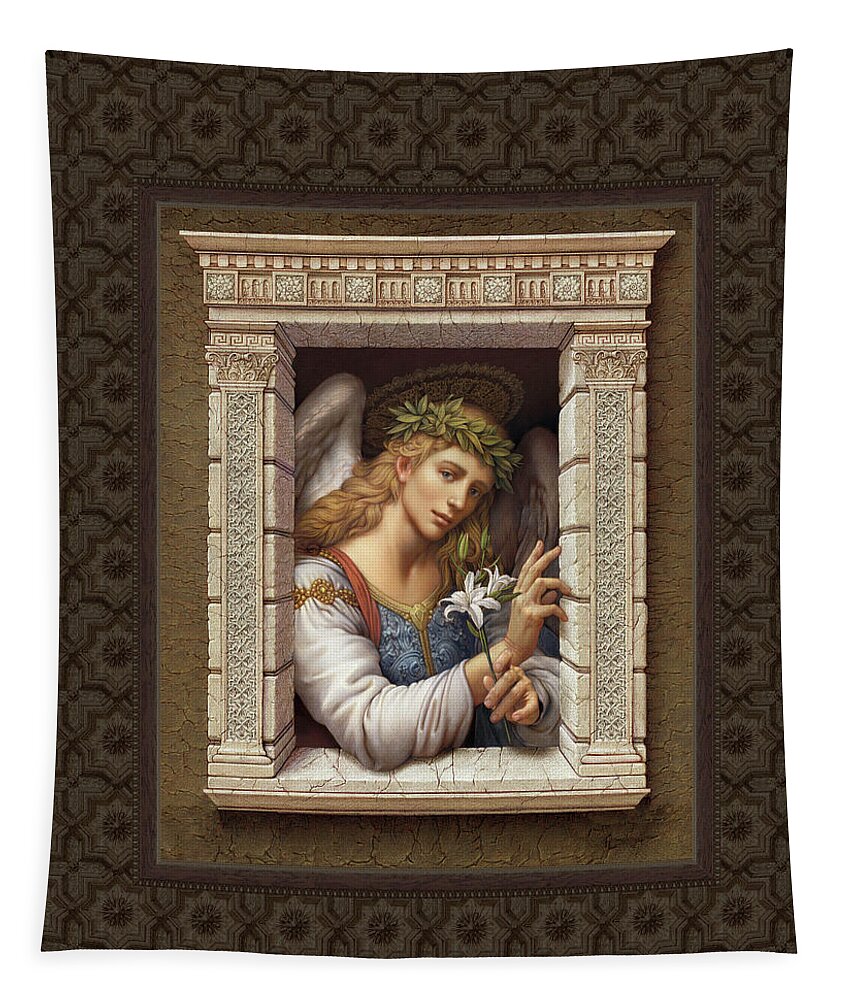 Christian Art Tapestry featuring the painting Archangel Gabriel 2 by Kurt Wenner