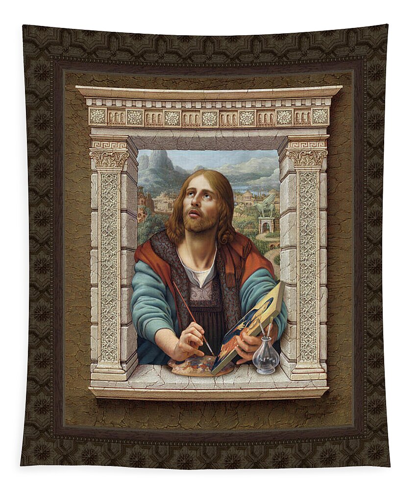 Christian Art Tapestry featuring the painting St. Luke 2 by Kurt Wenner