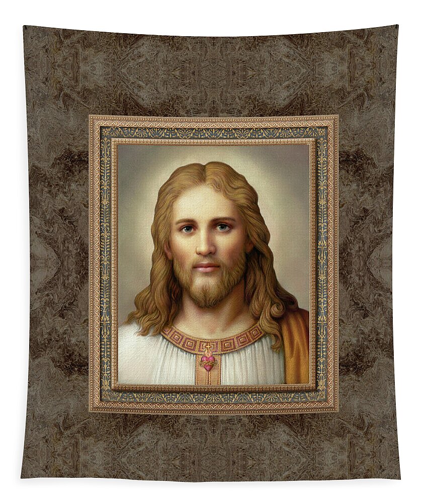 Christian Art Tapestry featuring the painting Christ with Sacred Heart by Kurt Wenner