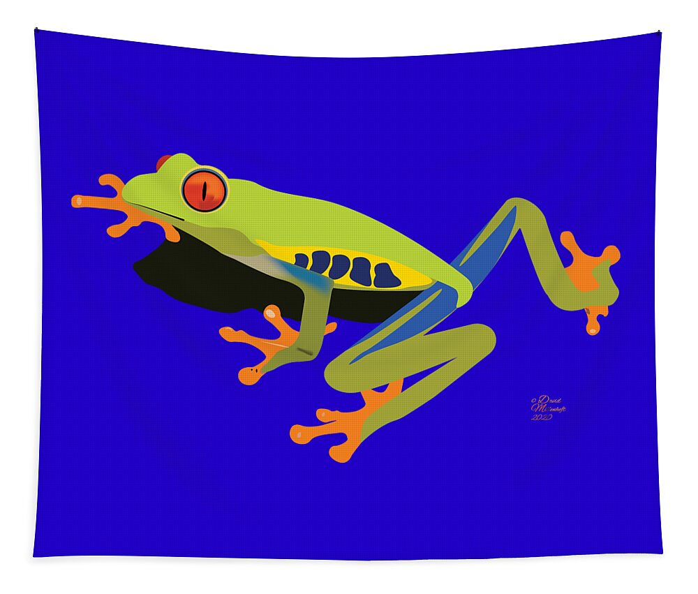 Red Eye Tree Frog Tapestry featuring the digital art Red Eye Tree Frog by David Millenheft