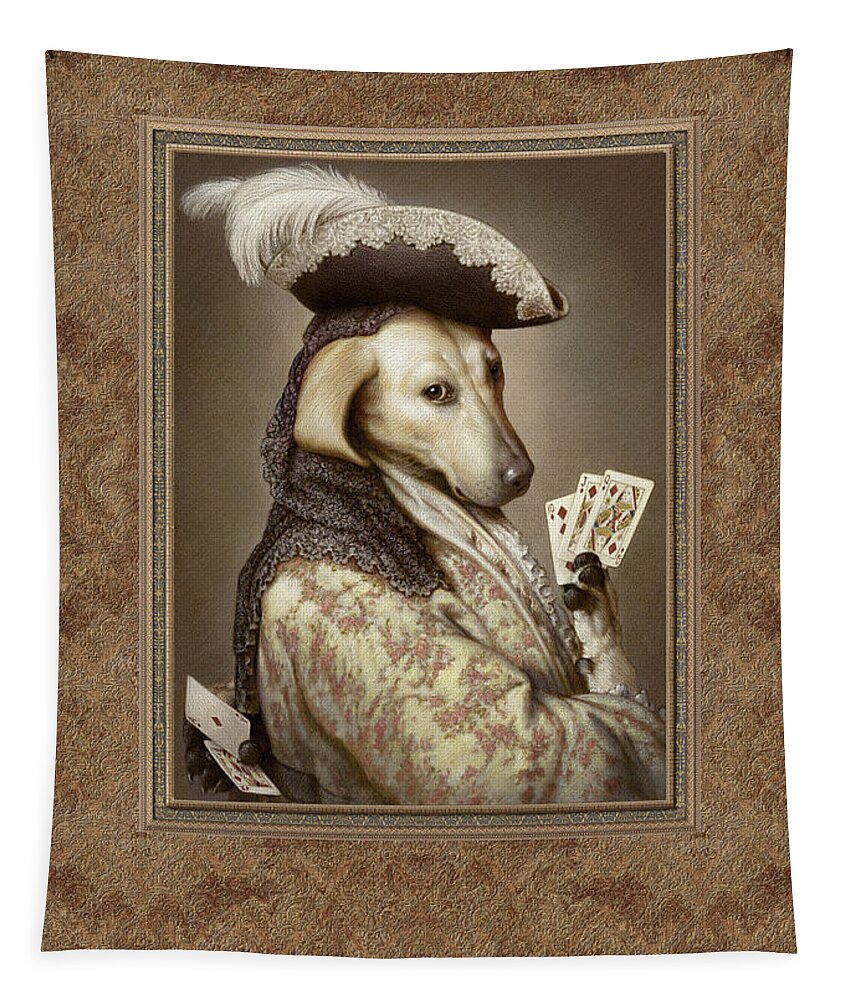 Greyhound Tapestry featuring the pastel Pokerdog Greyhound by Kurt Wenner
