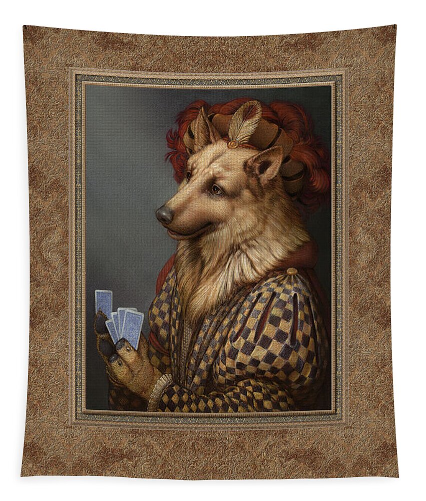German Shepherd Tapestry featuring the pastel Pokerdog German Shepherd by Kurt Wenner