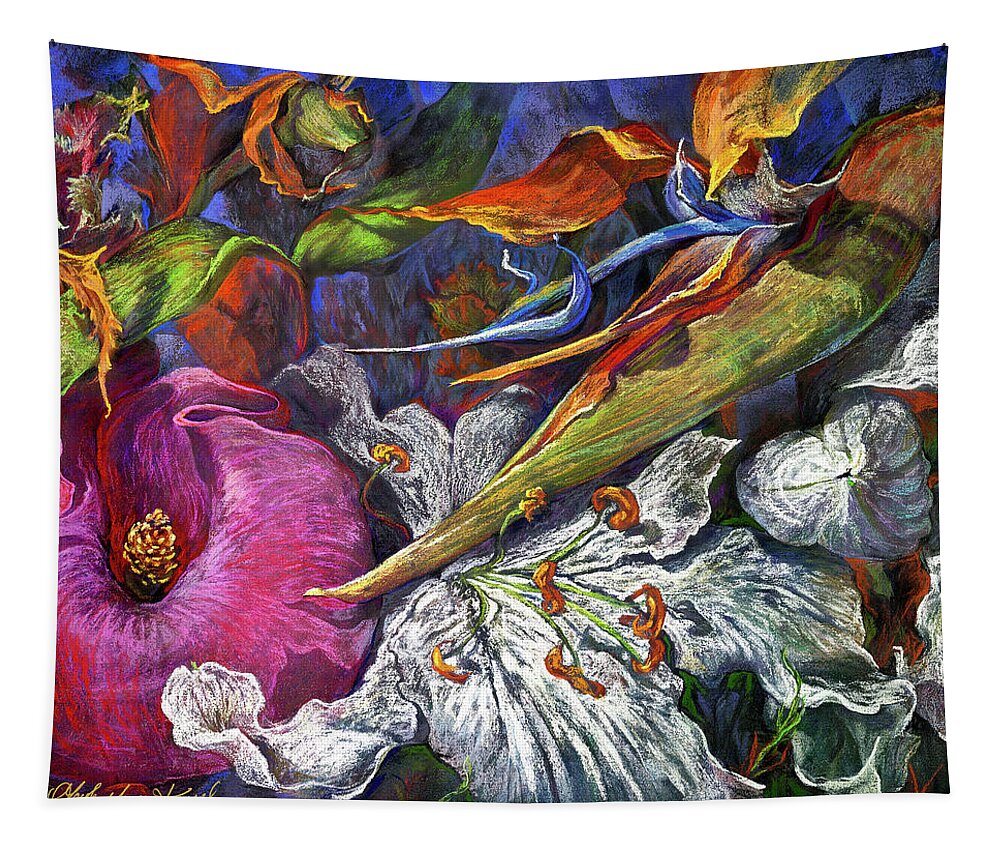 Lily Tapestry featuring the painting River Dance by Gayle Mangan Kassal