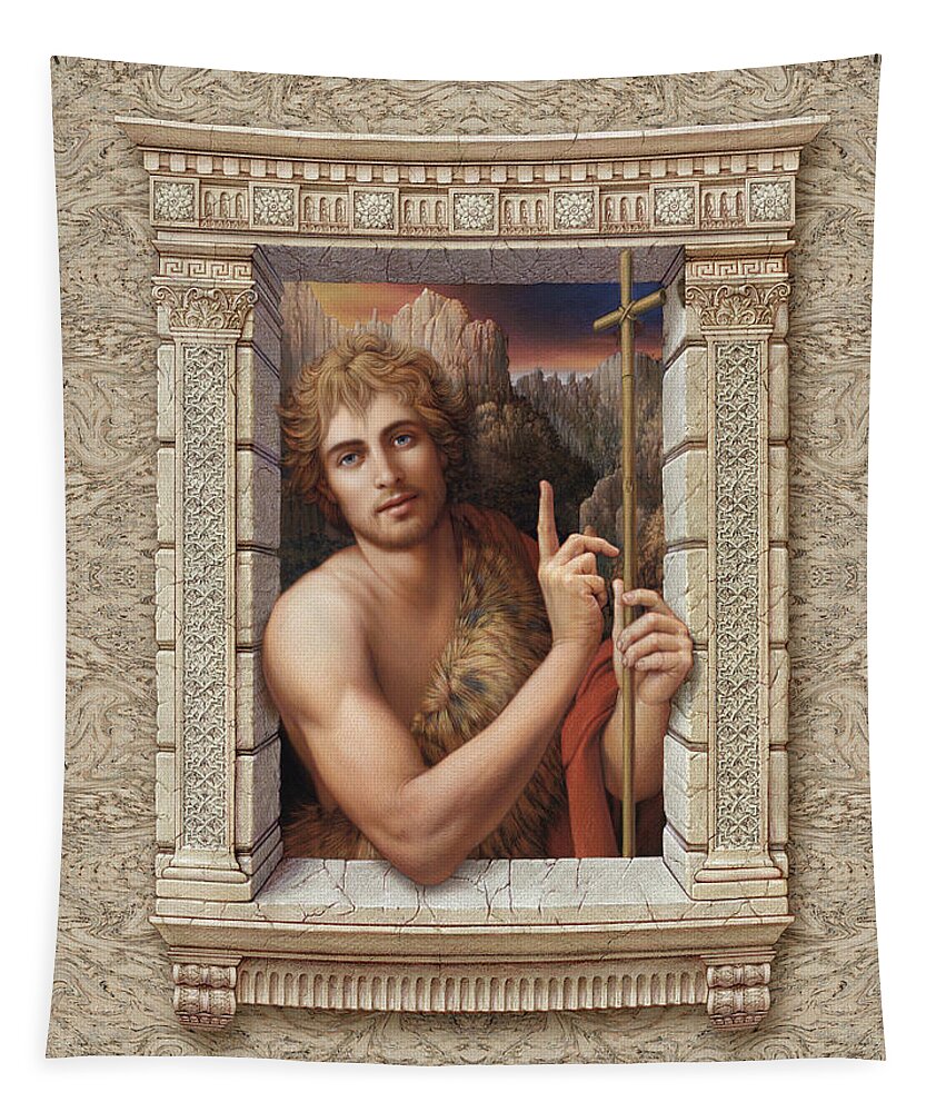 Christian Art Tapestry featuring the painting St. John the Baptist by Kurt Wenner