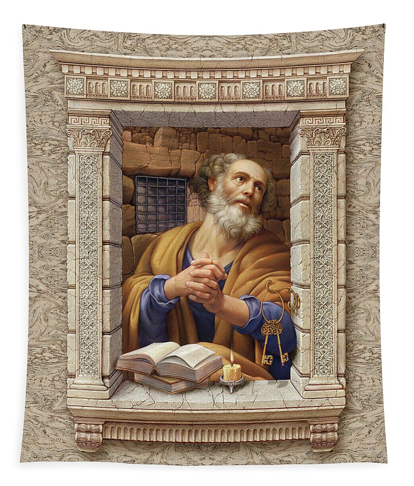 Christian Art Tapestry featuring the painting St. Peter by Kurt Wenner