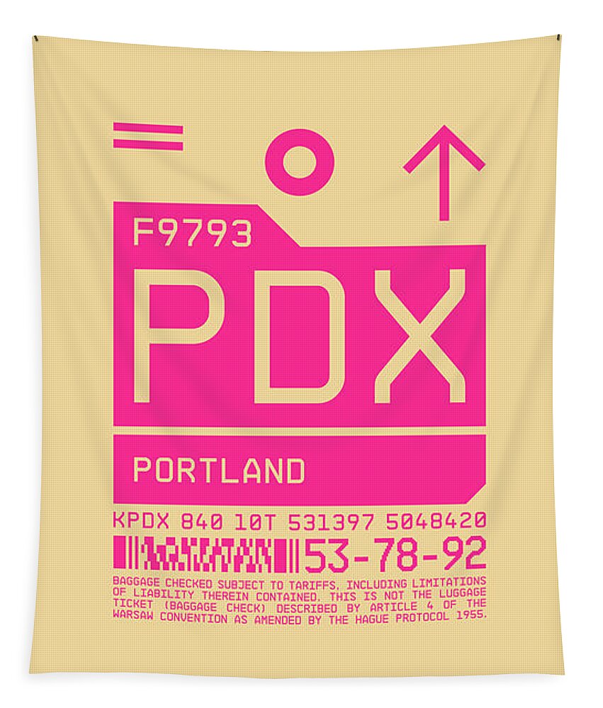 Airline Tapestry featuring the digital art Luggage Tag C - PDX Portland USA by Organic Synthesis