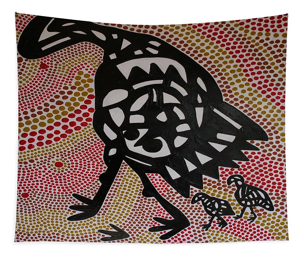 Emus Tapestry featuring the painting Emus by Peter Johnstone