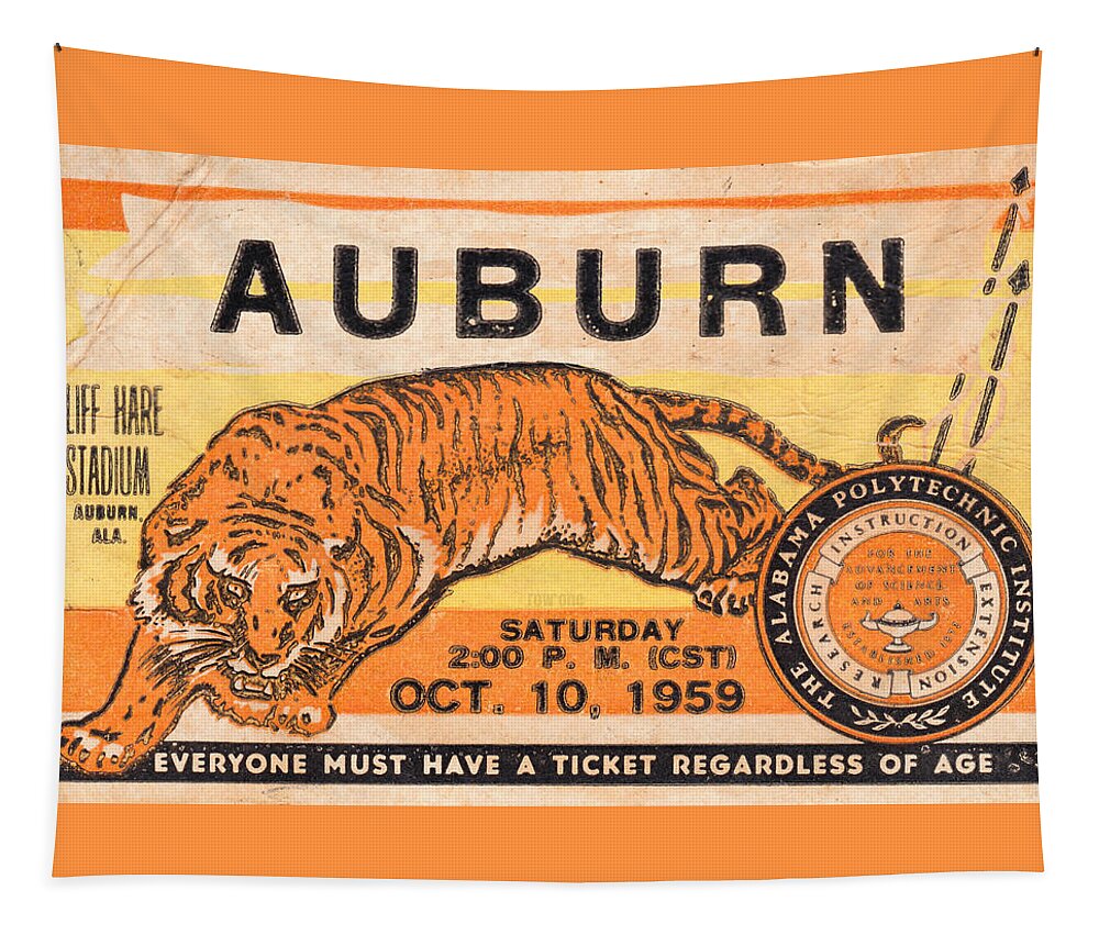 Auburn Tapestry featuring the mixed media 1959 Auburn vs. Kentucky by Row One Brand