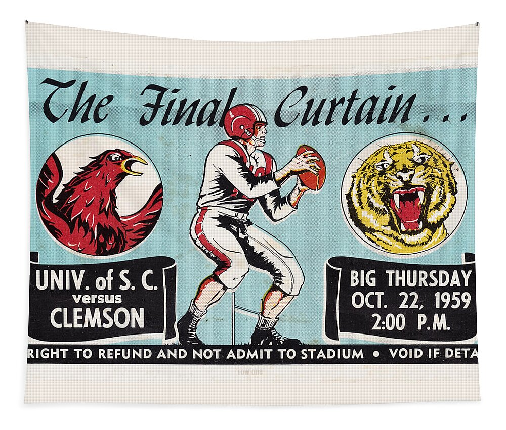 South Carolina Tapestry featuring the mixed media 1959 Clemson vs. South Carolina by Row One Brand