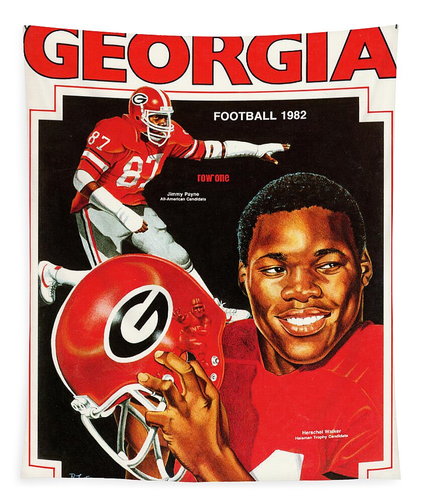 Georgia Tapestry featuring the drawing Georgia Football 1982 by Row One Brand