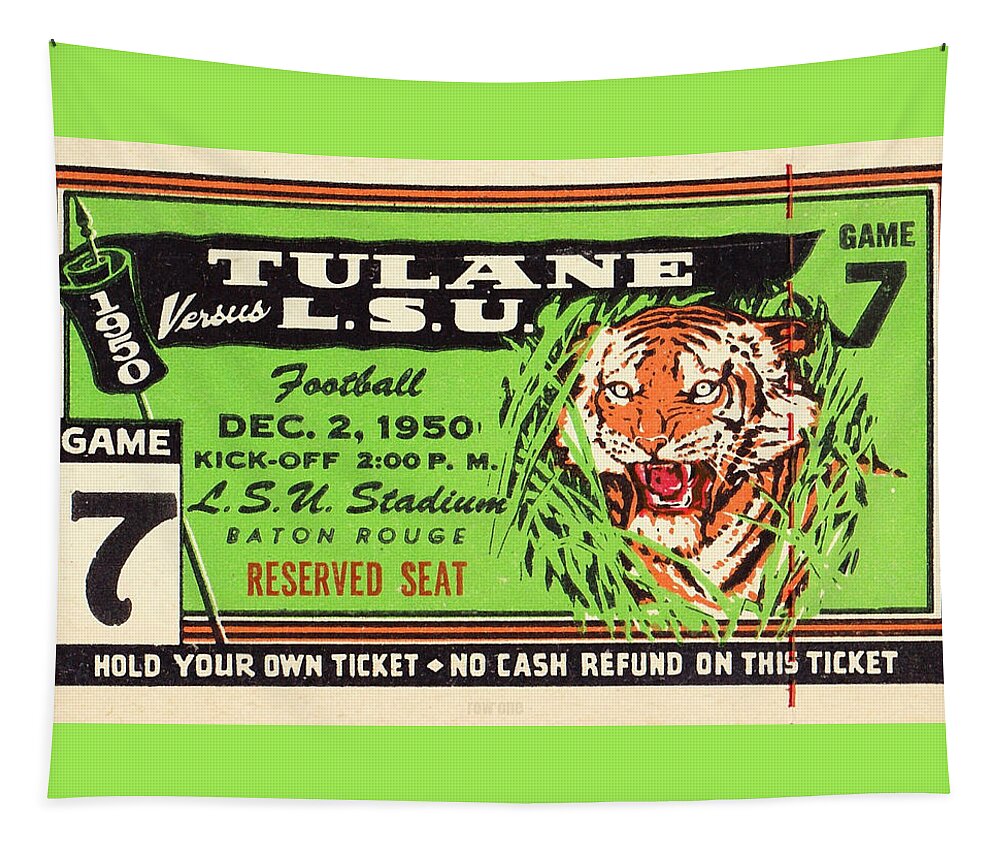 Lsu Tapestry featuring the mixed media 1950 LSU vs. Tulane by Row One Brand