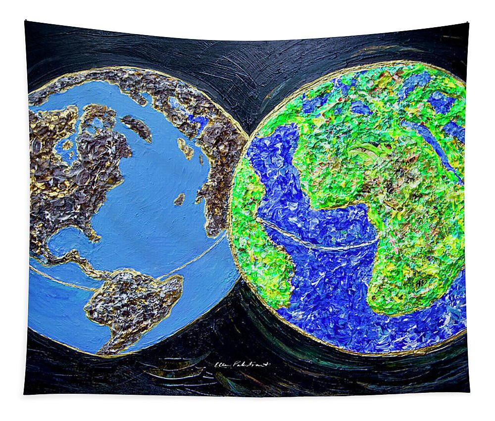 Wall Art Tapestry featuring the painting Our Earth Our Choice - Horitzontal by Ellen Palestrant