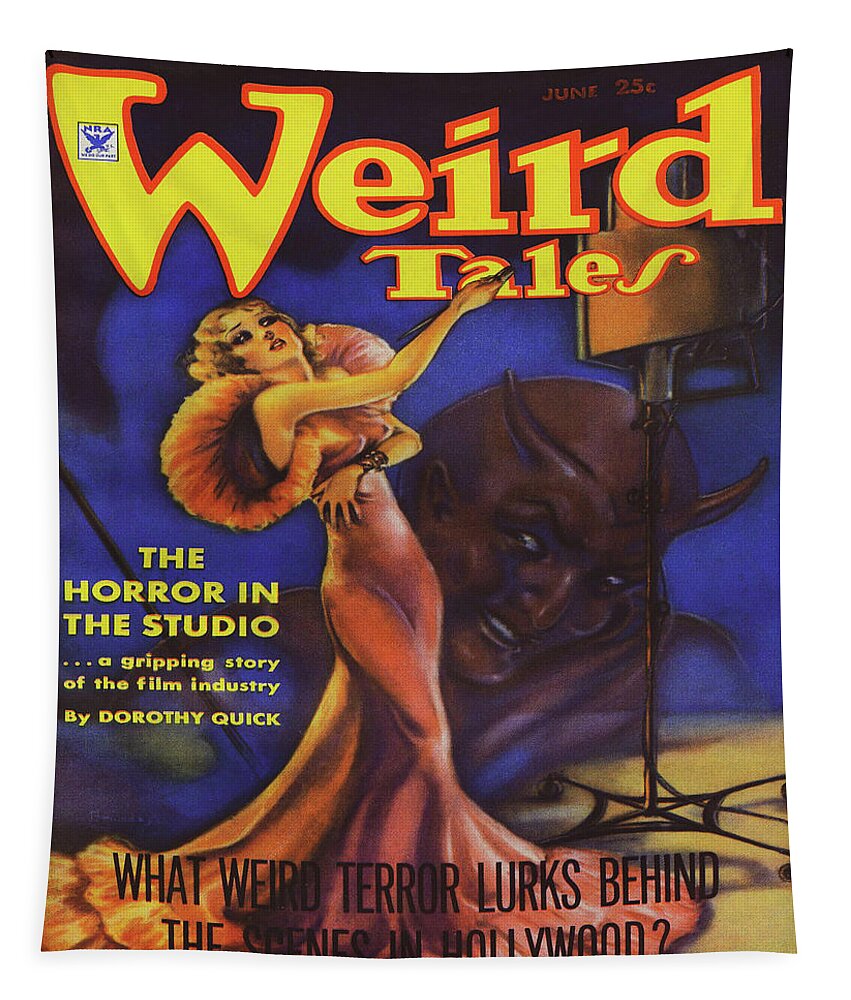 Weird Tales Tapestry featuring the digital art Weird Tales June 1935 by Anthony Murphy