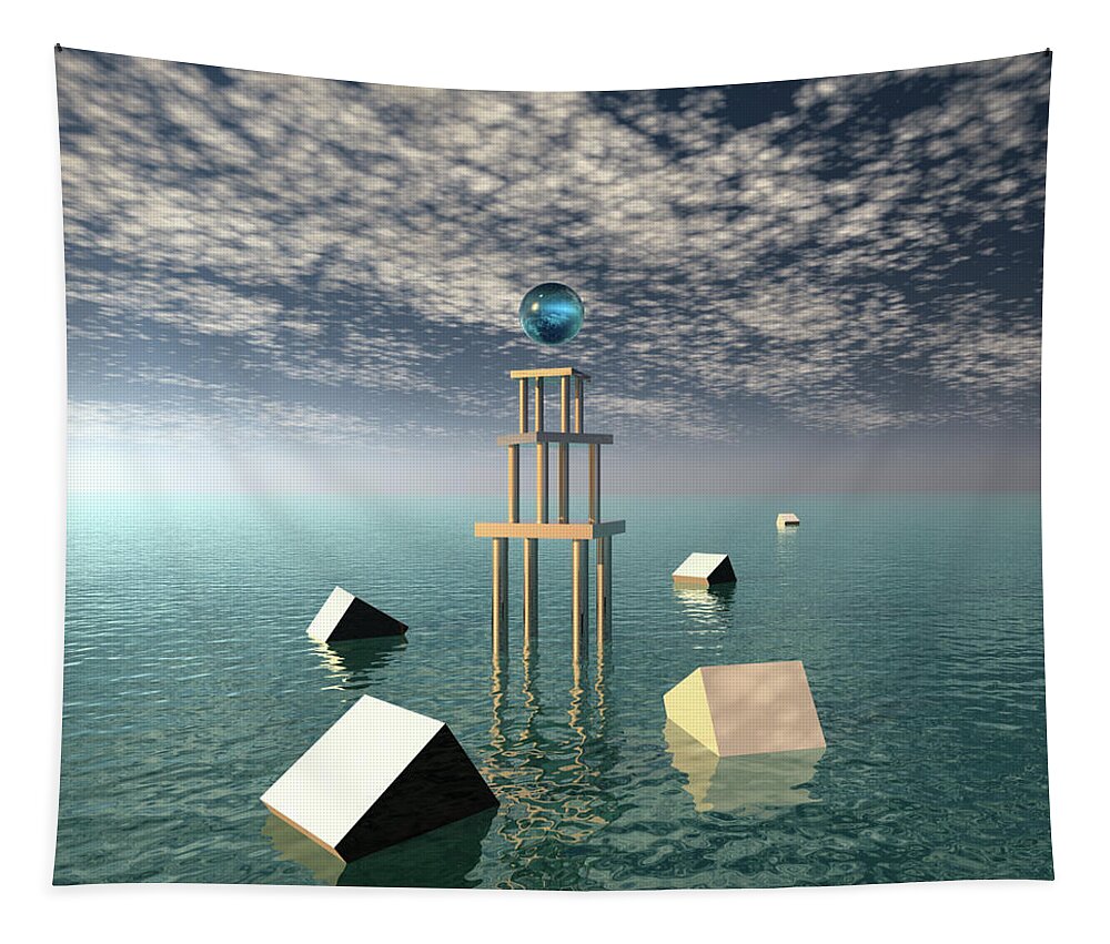Clouds Tapestry featuring the digital art Glowing Blue Orb by Phil Perkins