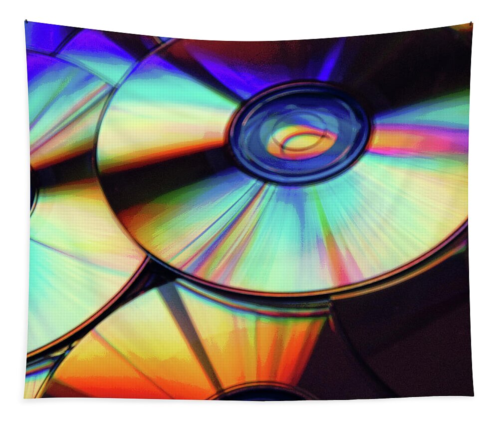 Compact Disks Tapestry featuring the digital art Compact Disks by Phil Perkins