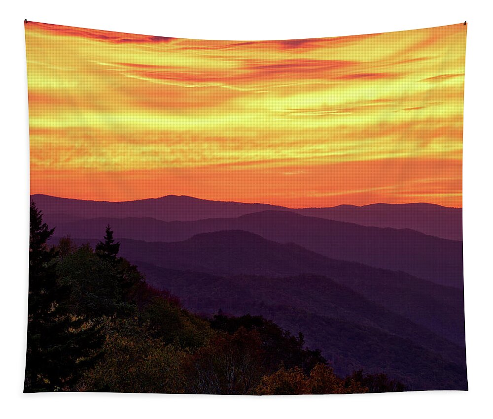 Smoky Mountains Tapestry featuring the photograph Smoky Mountains Sunrise #2 by Phil Perkins