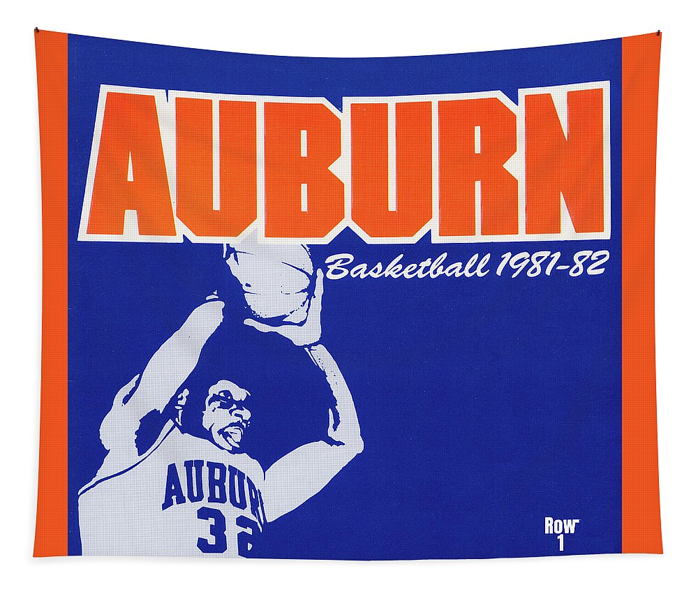 Auburn Tapestry featuring the mixed media 1981 Auburn Basketball Art by Row One Brand