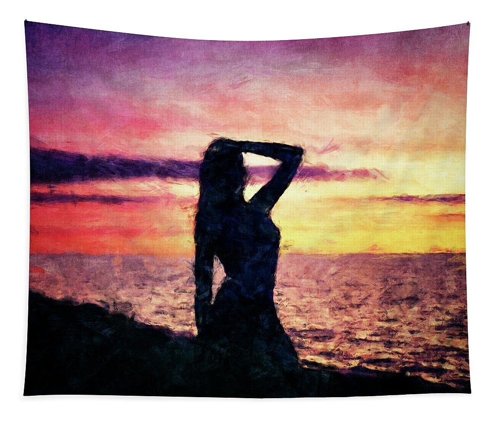 Beauty Tapestry featuring the digital art Beautiful Silhouette by Phil Perkins