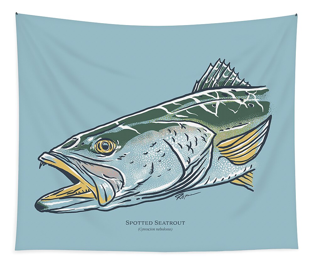 Spotted Seatrout Tapestry featuring the digital art Spotted Seatrout by Kevin Putman