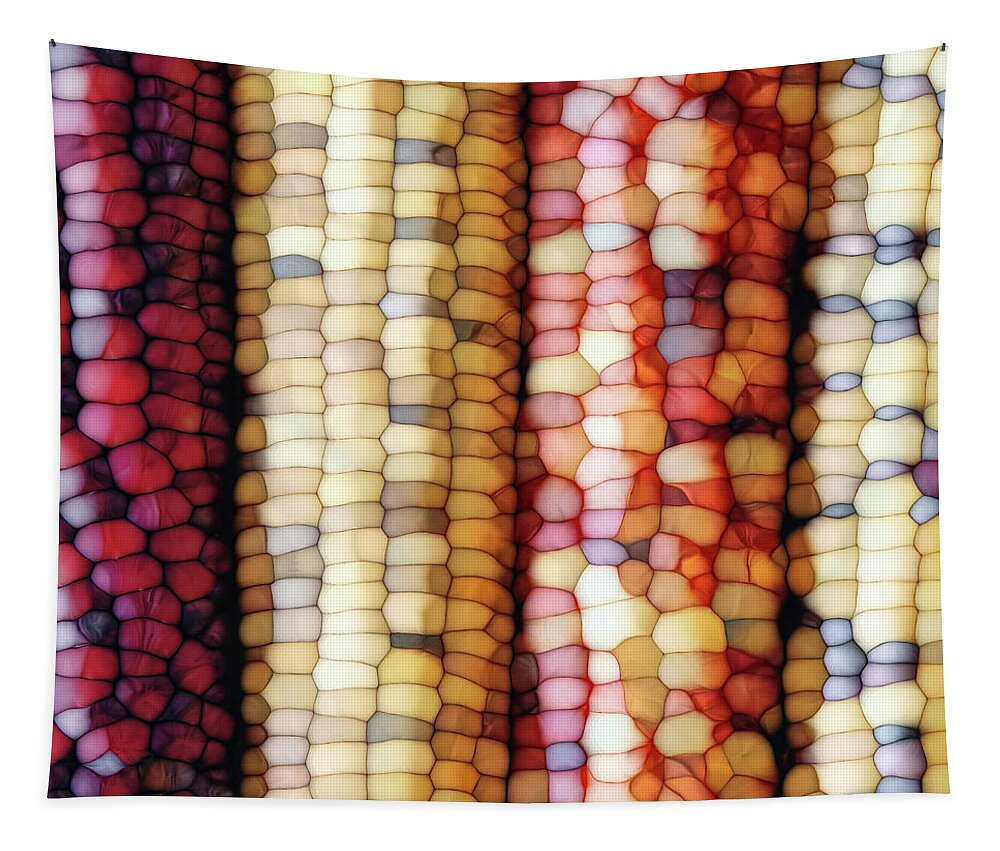 Indian Corn Tapestry featuring the digital art Abstract Indian Corn by Phil Perkins