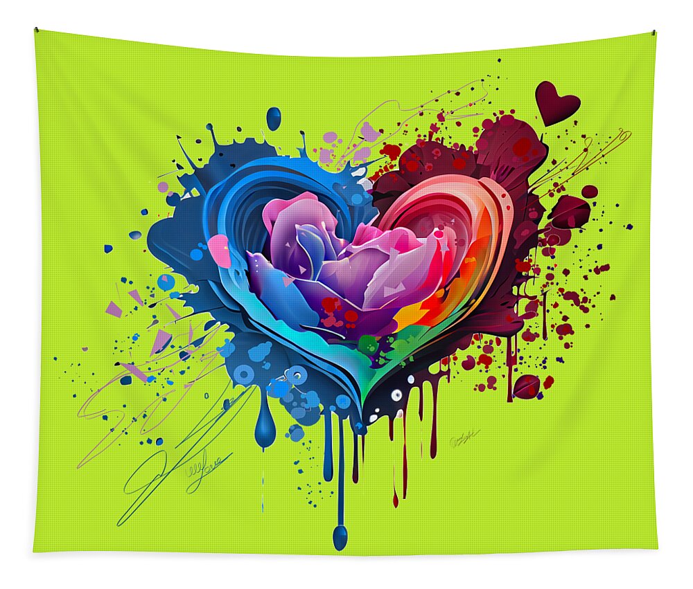 Heart-shaped Abstract Concept Tapestry featuring the digital art Heart-shaped Symbol Textured Abstract Concept  by OLena Art