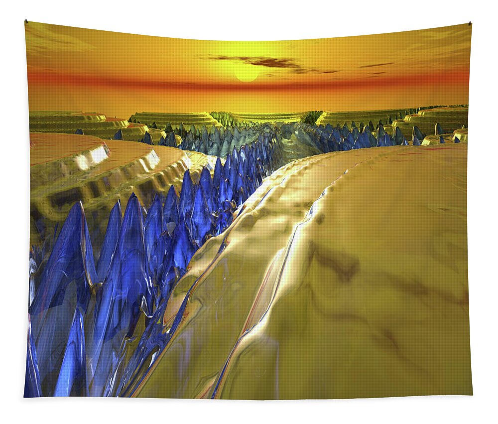 Three Dimensional Tapestry featuring the digital art Arctic Fractal Glacier by Phil Perkins