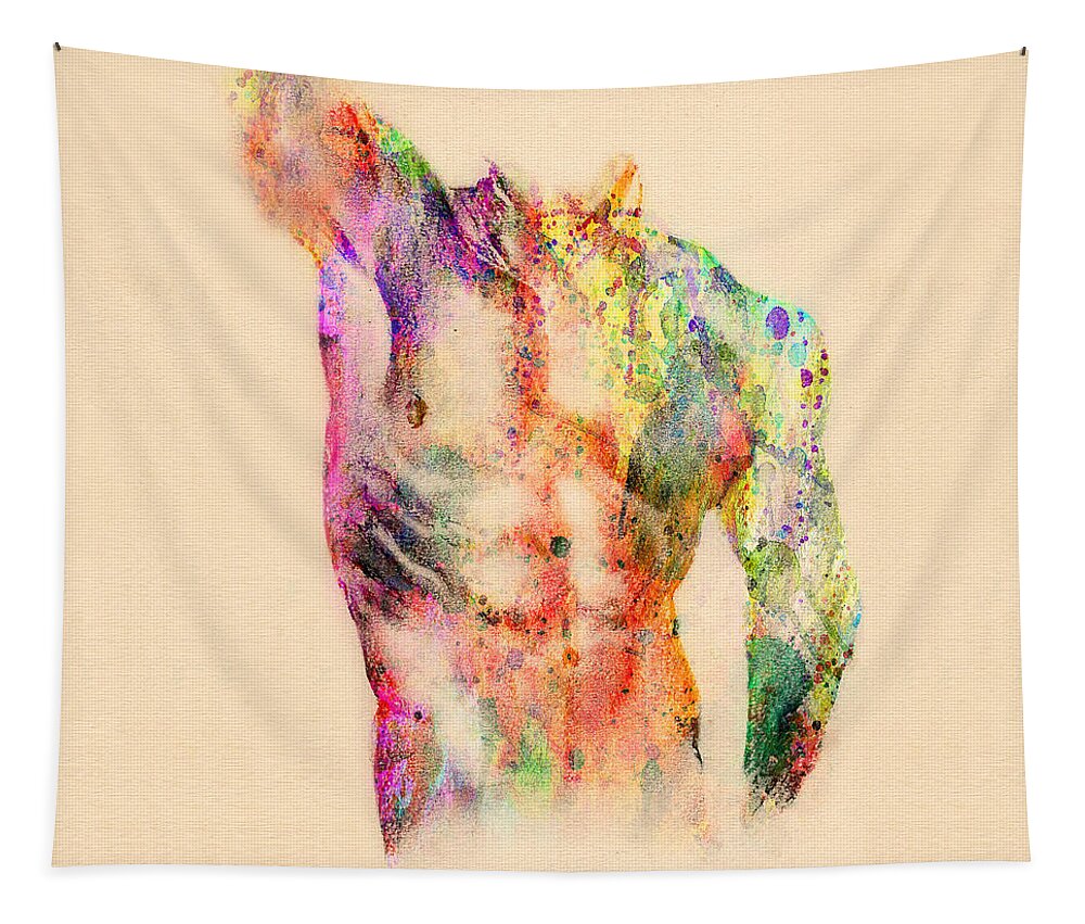 Male Nude Art Tapestry featuring the digital art Abstractiv Body by Mark Ashkenazi