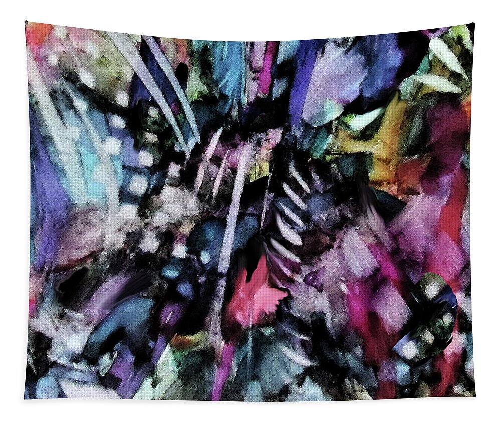 Abstract Tapestry featuring the mixed media Midnight Garden by Jean Batzell Fitzgerald