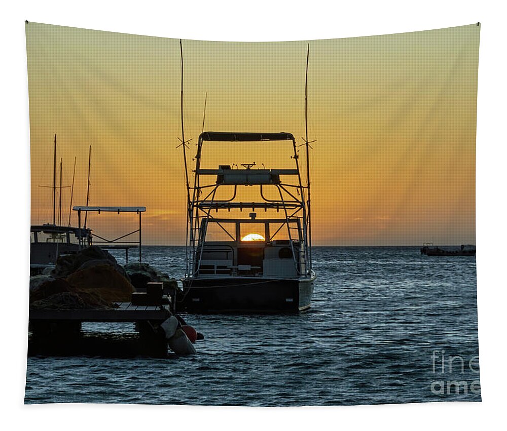 Sunset Tapestry featuring the photograph Aruba Sunset by Tom Watkins PVminer pixs