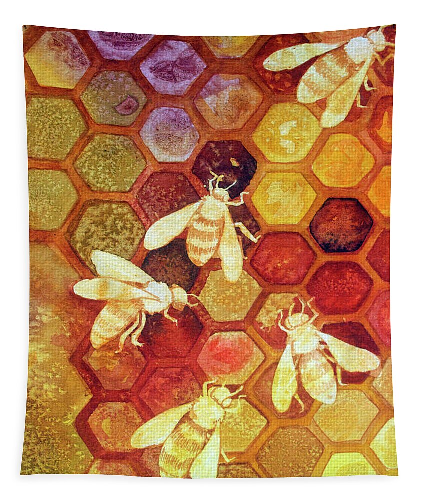  Tapestry featuring the painting As Go The Bees Study by Helen Klebesadel