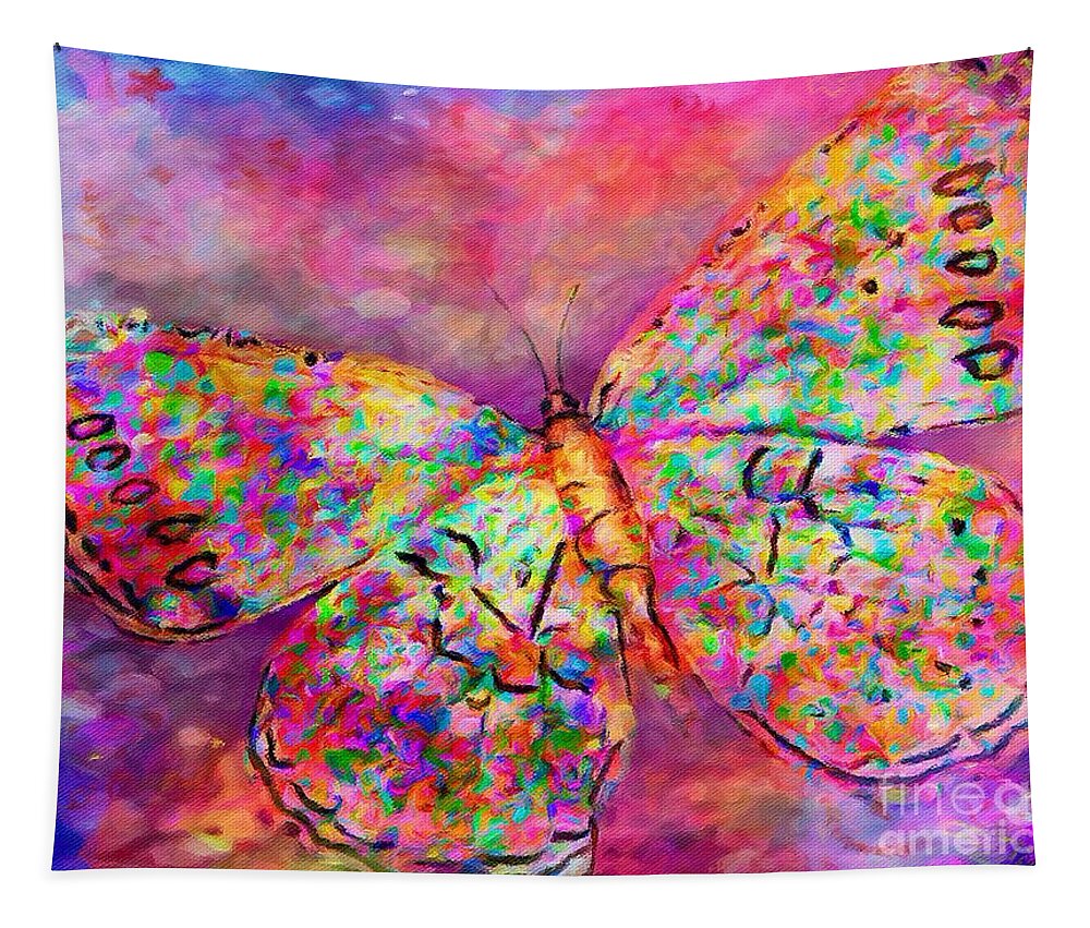 Ascending Butterfly Tapestry featuring the digital art Ascending Butterfly by Laurie's Intuitive