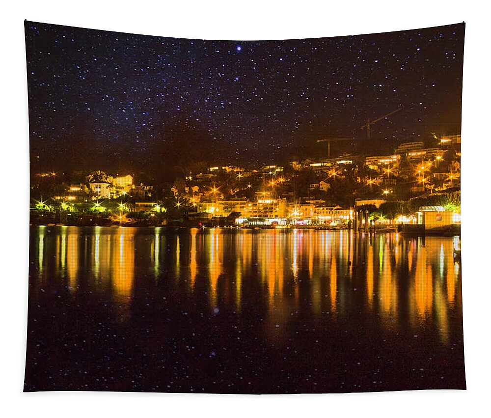 Ascona Tapestry featuring the photograph Ascona by night by Thomas Nay