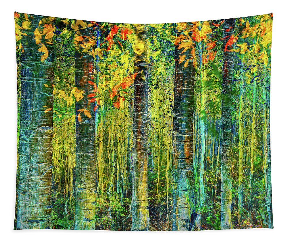 Aspens Tapestry featuring the digital art Aspens in the Fall by Sandra Selle Rodriguez