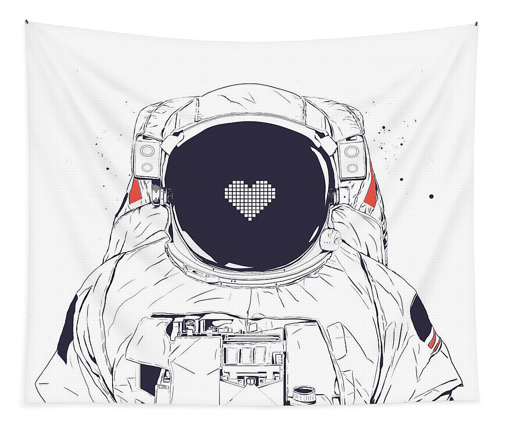 Astronaut Tapestry featuring the drawing Astronaut love by Balazs Solti