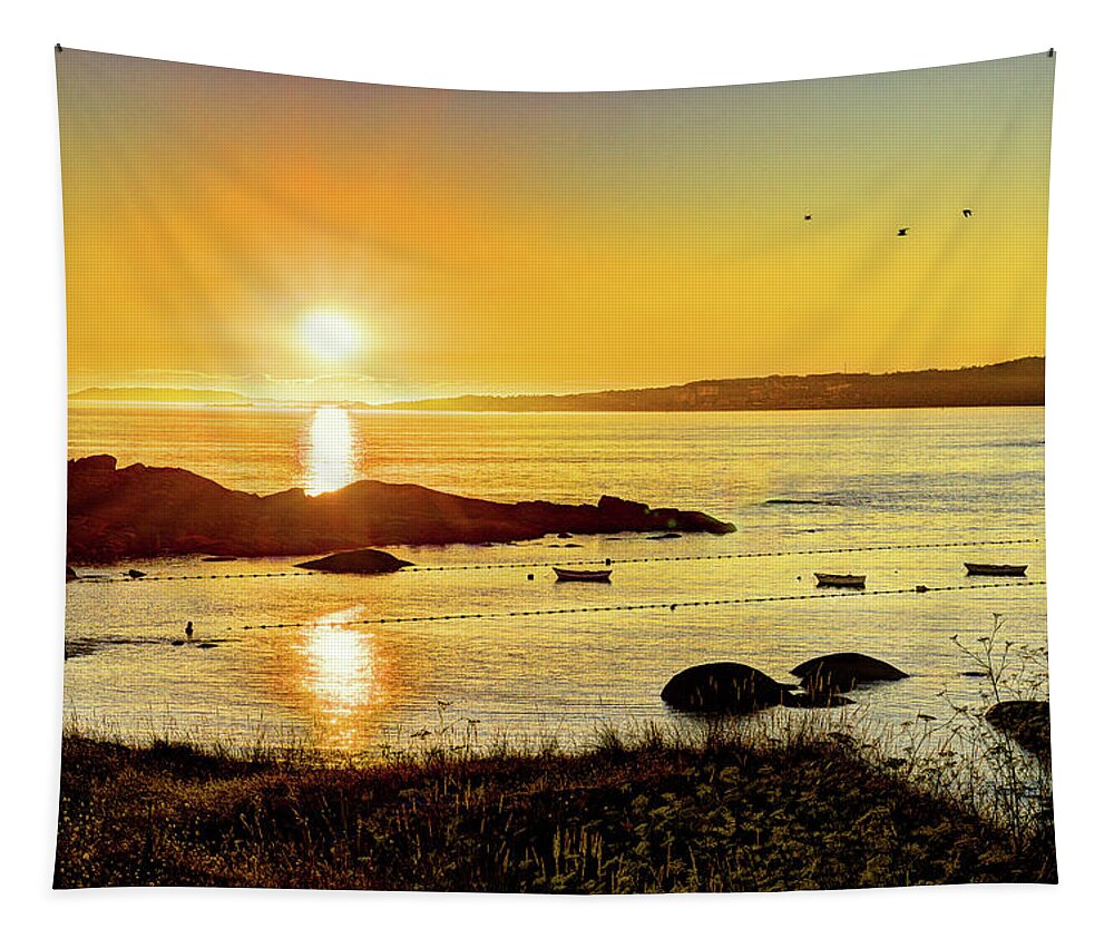 Playa De La Lanzada Tapestry featuring the photograph Atlantic Sunset 5 by Weston Westmoreland