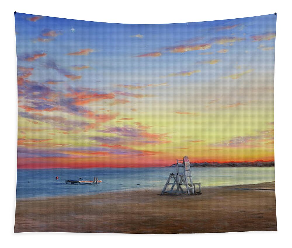 Sunset Tapestry featuring the painting Atlantic Sunset by Jonathan Gladding