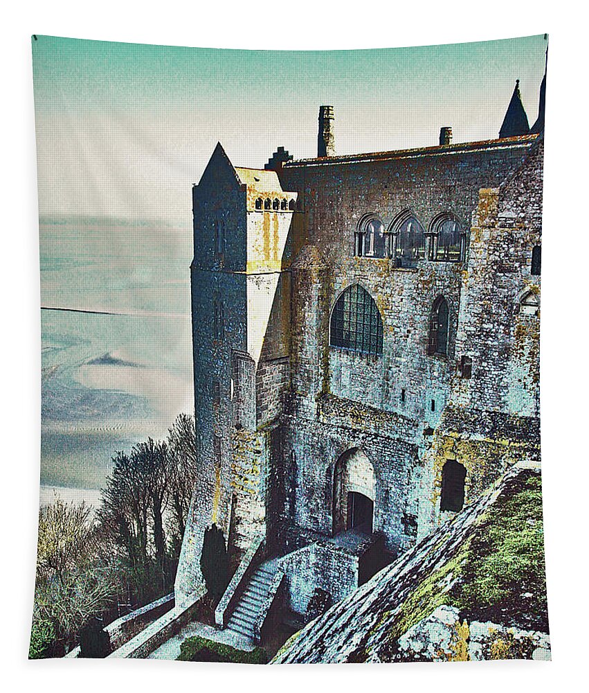 Atop Mont Saint Michel Tapestry featuring the photograph Atop Mont Saint Michel by Susan Maxwell Schmidt
