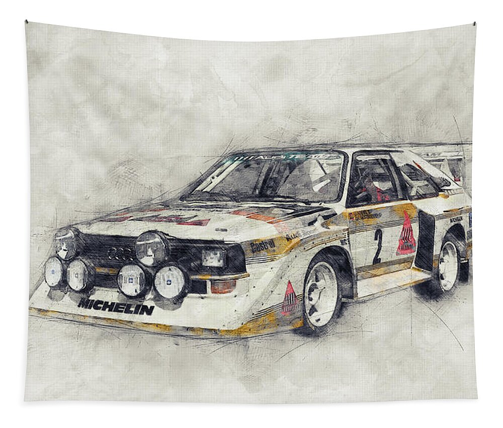 Audi Quattro 1 - Rally Car - 1980 - Automotive Art - Car Posters Tapestry  by Studio Grafiikka - Fine Art America