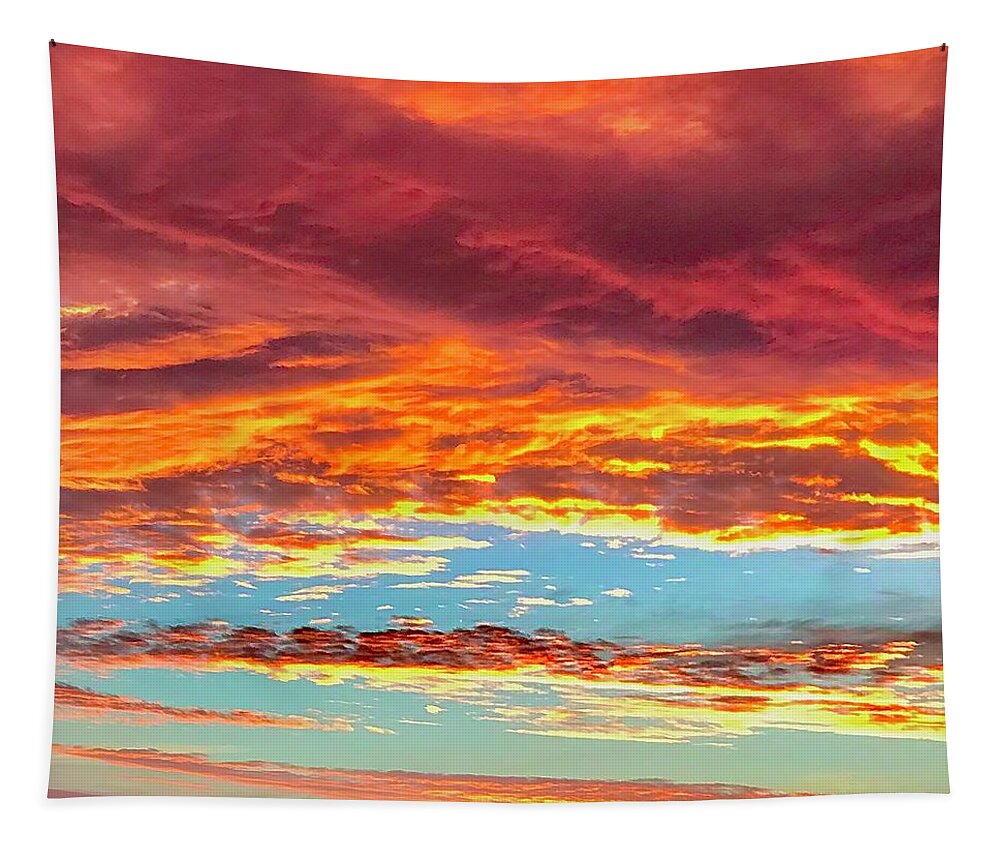 Sunsets Tapestry featuring the photograph August 2020 Sunset by Donna Carrillo