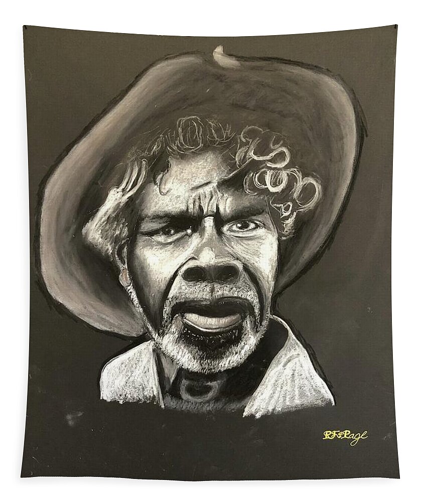 Australian Tapestry featuring the pastel Australian Aboriginal Stockman #1 by Richard Le Page