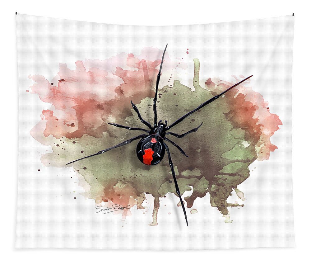 Art Tapestry featuring the painting Australian Redback Spider by Simon Read