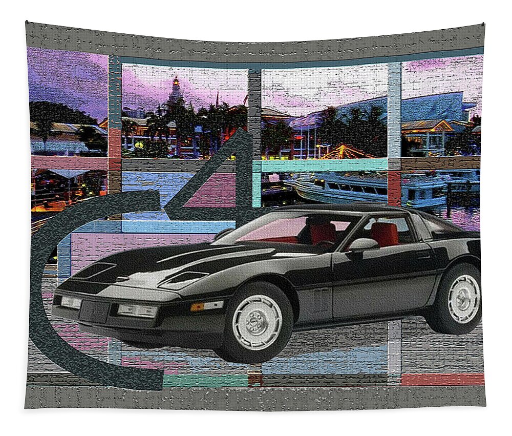 Autoart Vettes Tapestry featuring the digital art AUTOart Vettes / C4our by David Squibb