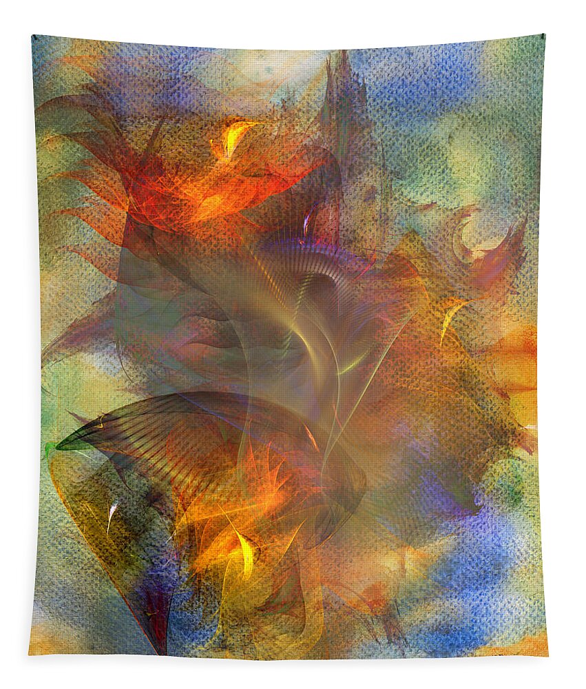 Autumn Ablaze Tapestry featuring the digital art Autumn Ablaze by Studio B Prints