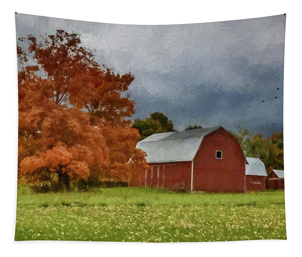 Farm Tapestry featuring the photograph Autumn At The Farm by Cathy Kovarik